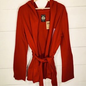 LUCKY BRAND Belted Sweatshirt Cardigan Jacket with Hood